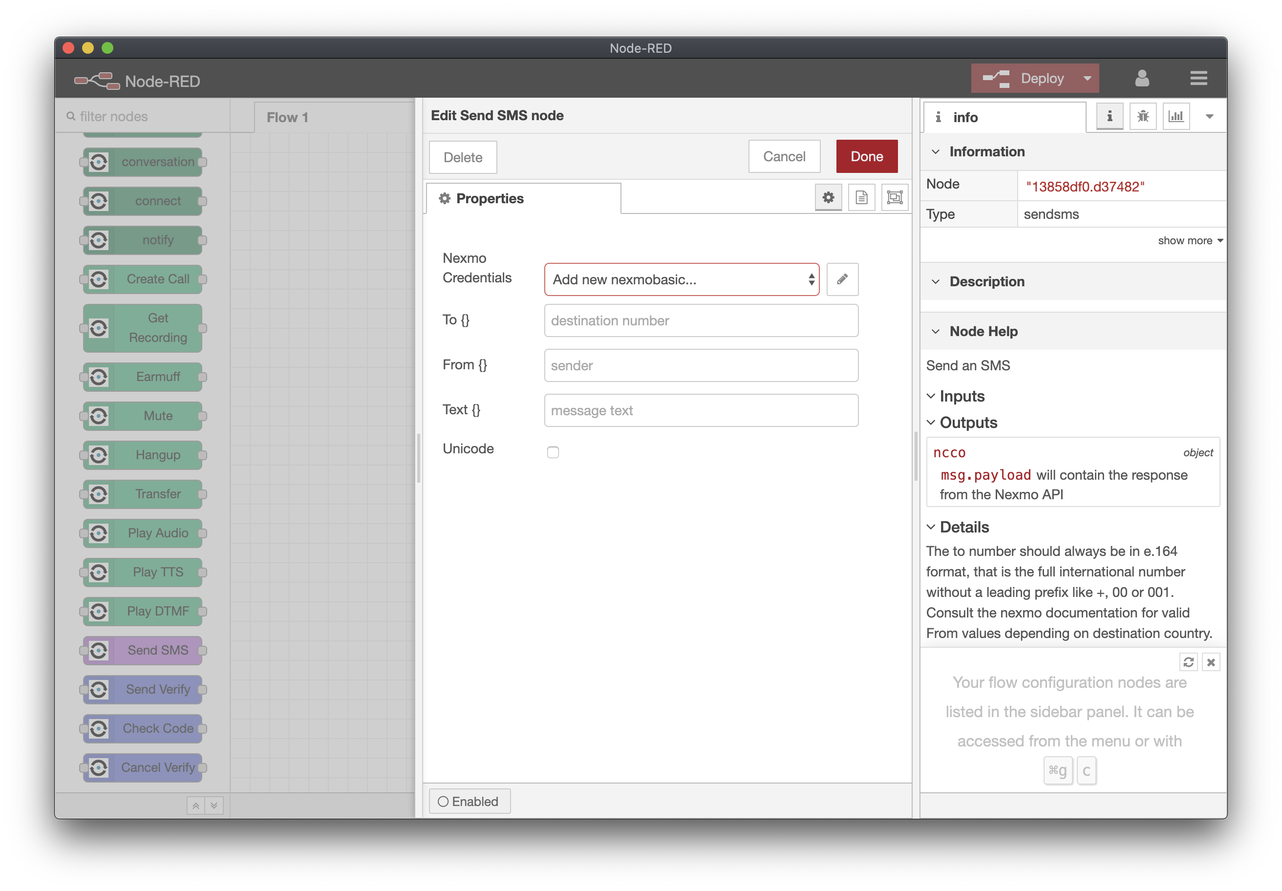 SMS Node Config