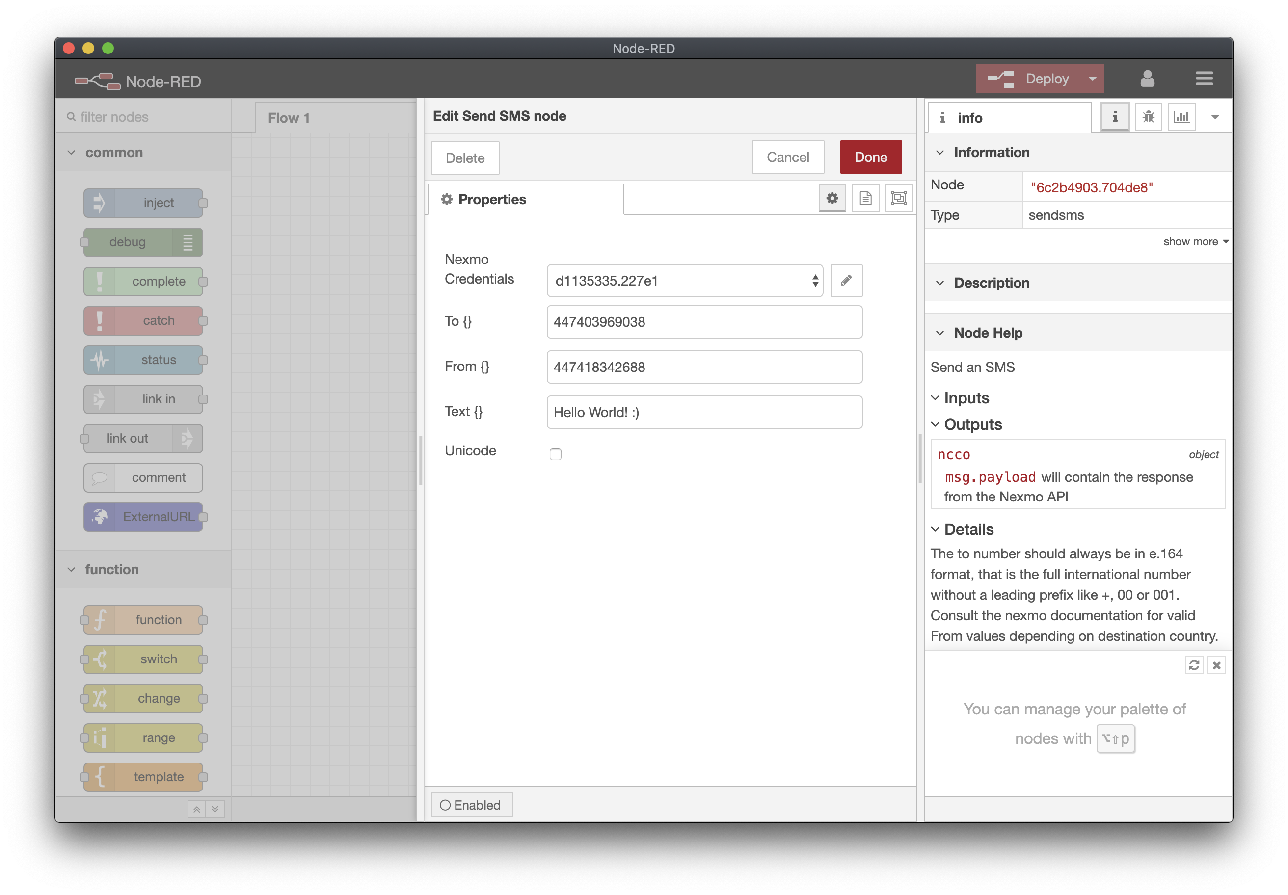 Configure SMS